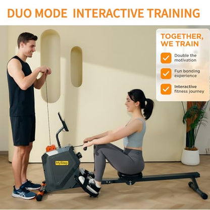 Magnetic Rowing Machine, Quiet Foldable Rower with 8-Level Resistance, LCD Monitor & Tablet Holder, Full-Body Low-Impact Cardio Equipment, Optional 2-in-1 Strength Training - color: Black/Gray/2-in-1 Strength Training