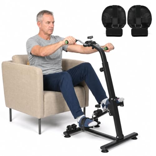 Adjustable Pedal Exerciser Bike for Seniors with a Pair of Gloves