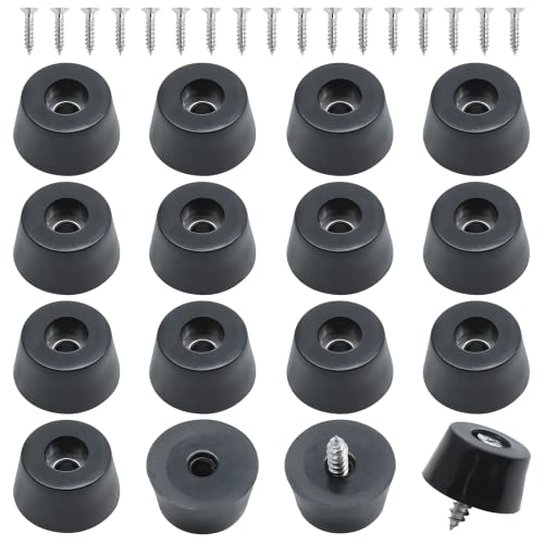 16 Pack Rubber Feet with Screws, 1" x 0.5" - size: 1" W x 1/2" H