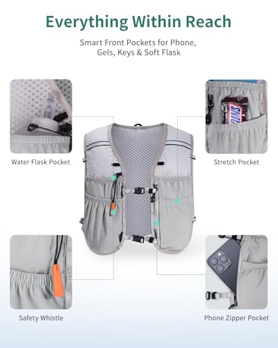 ECOHUB Running Hydration Vest Backpack with 2*500ML Soft Flask