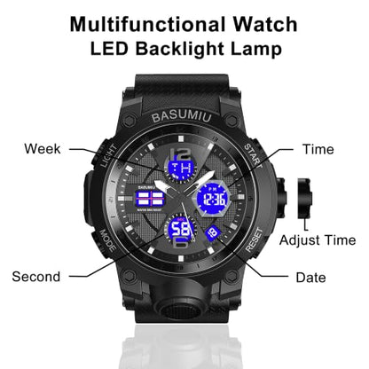 Military Digital Watches for Men Waterproof Work Mens Watch Sports - color: C-Black