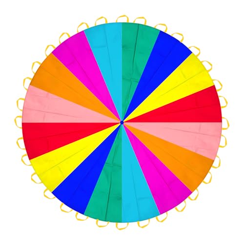 Parachute 13ft/ 16.4ft/ 20ft - Kids Play Gymnastics Parachute with Handles for Group Team Cooperative Games,Indoor Outdoor Gym Class Rainbow Parachute Birthday Church VBS Activity Supplies - size: 23ft
