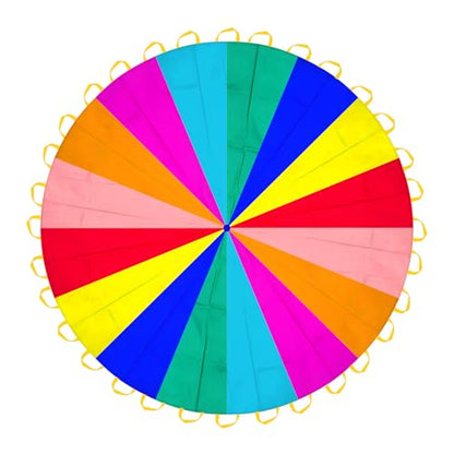 Parachute 13ft/ 16.4ft/ 20ft - Kids Play Gymnastics Parachute with Handles for Group Team Cooperative Games,Indoor Outdoor Gym Class Rainbow Parachute Birthday Church VBS Activity Supplies - size: 23ft