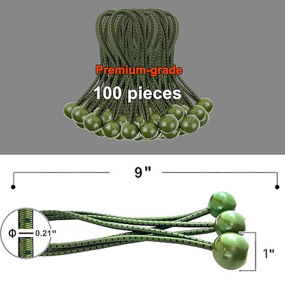Wellmax 100 Pack 6 Inch Ball Bungee Cords, Heavy Duty 5mm, Green Camo - color: 6 Inch Camo Green