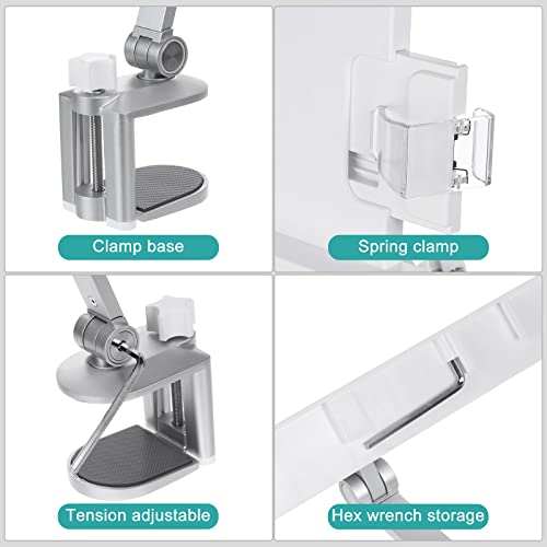 PATIKIL Book Stand for Reading, Metal Reading Rest Book Holder with Page Clips, Height Angle Adjustable, 360° Rotating Arm Suitable for Sheet Music, Laptop