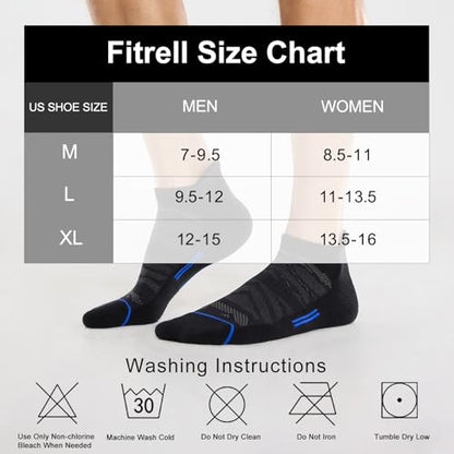 FITRELL Men's 6 Pack Ankle Running Socks Low Cut Cushioned Athletic Sports Socks 7-9/9-12/12-15 - color: Black+blue, size: 9-12