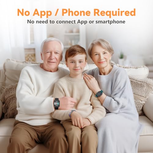 Smart Watch Senior Friendly No App No Phone Required, Waterproof Pedometer - color: Cyan