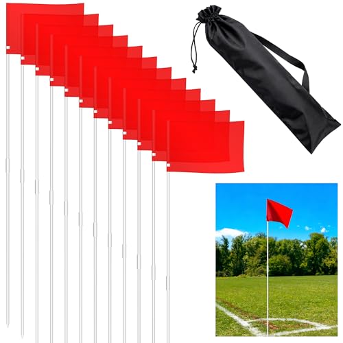 12 Pack Soccer Corner Flags-67" Fiberglass Field Corner Flag Set with Bag