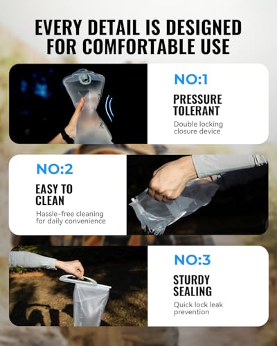 WRELS Hydration Bladder,1L/1.5L/2L/3L Water Bladder for Hydration Pack,BPA-Free Leakproof Water Reservoir for Hiking Running Camping Cycling - size: 2L—White