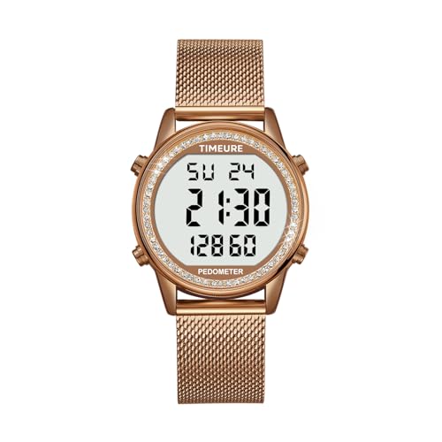 TIMEURE Pedometer Watch for Women, Step Counter Watch, No App or Charging - color: Brown
