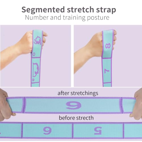 Adjustable Stretch Strap for Kids, 8-Loop Elastic Resistance Band for Children Gymnastics, Ballet Dance, Yoga, Stuff，Pilates & Flexibility Training, Home Exercise Equipment for Girls - color: Blue