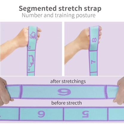 Adjustable Stretch Strap for Kids, 8-Loop Elastic Resistance Band for Children Gymnastics, Ballet Dance, Yoga, Stuff，Pilates & Flexibility Training, Home Exercise Equipment for Girls - color: Blue