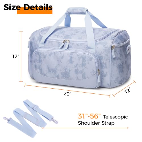 Uarition Gym Bag for Men & Women - 50L Duffle Bag for Travel, Blue Tie-Dye - color: Light Blue Tie-Dye