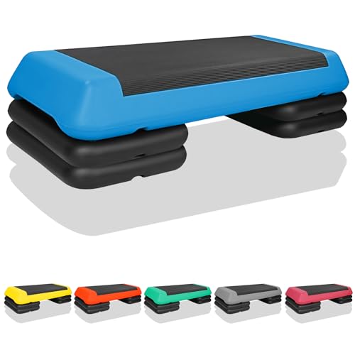 Adjustable Aerobic Stepper Workout Step with 4 Risers Fitness & Exercise Platform Trainer