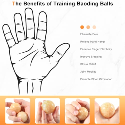 Learay 2Pcs Baoding Balls, Boading Balls for Hand Therapy, Beige, 1.57 inch - color: Beige/1.57 Inch