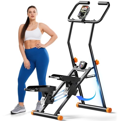 Stair Stepper for Home Gym, 350lbs Vertical Climber Machine with LCD Display, Non-Slip Pedals & 350lb Capacity Compact Folding Cardio Exercise Climber - color: Black