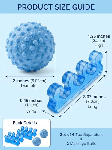 4-Piece Toe Spreaders and Foot Massage Ball Kit - color: Blue