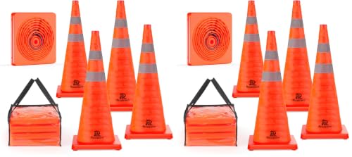 RoadHero 28 Inch 8 Pack Collapsible Traffic Safety Cones with Bag, Orange - size: 28 Inch (Pack of 2)