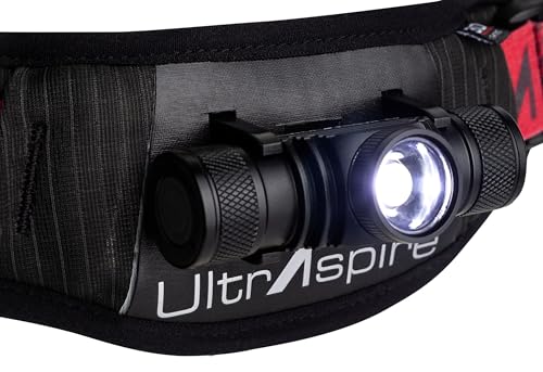 UltrAspire Lumen Collection Waist Light Belt | Lightweight & Water Resistant - 400Z 3.0, Black/Red