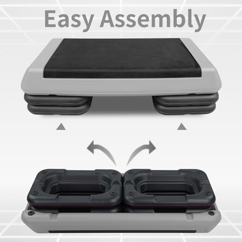 Exercise Workout Aerobic Step Platform Trainer, 28.5" Aerobic Stepper with 4"-6"-8" Adjustable Height Risers