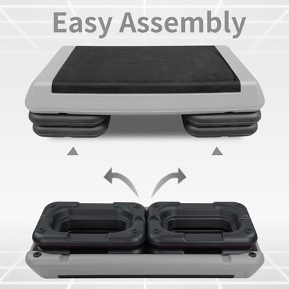 Exercise Workout Aerobic Step Platform Trainer, 28.5" Aerobic Stepper with 4"-6"-8" Adjustable Height Risers