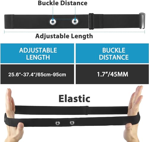 Heart Rate Monitor Replacement Strap, Chest Replacement Strap Compatible with Wahoo Tickr Polar H7 Garmin HRM Coospo, IP67 Waterproof, Adjustable Soft Size M to XXL