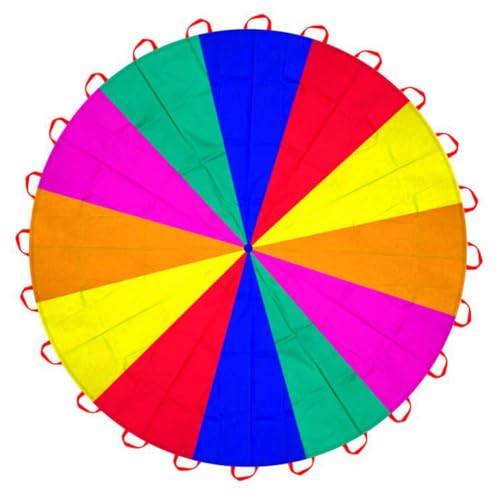 Parachute 13ft/ 16.4ft/ 20ft - Kids Play Gymnastics Parachute with Handles for Group Team Cooperative Games,Indoor Outdoor Gym Class Rainbow Parachute Birthday Church VBS Activity Supplies - size: 20ft