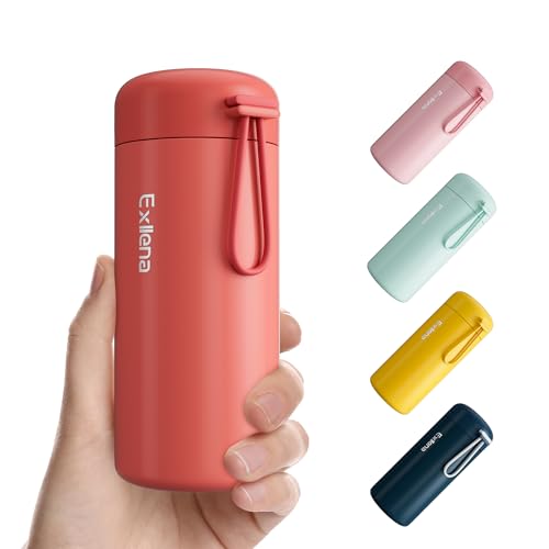 Exllena Small Water Bottle 10oz, Small Insulated Water Bottle for Hot&Cold Drinks, Water Bottle Purse with Carry Handle - 100% Leakproof Perfect for School, Travel...(Coral Red) - color: Coral Red, size: 10.1 Ounces