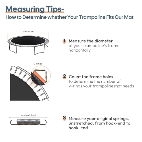 AW Trampoline Mat & Pad Replacement Kit w/ 72V-Ring for 14ft Round - size: 14FT Mat Only