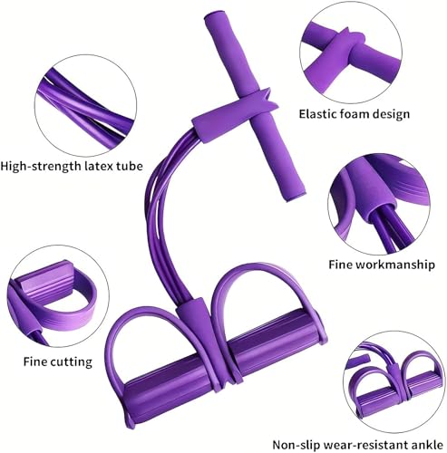 21 Fitness Resistance Bands-4 Tube Pedal Ankle Puller - 2023 New Sit up Leg Stretch Rope Exercise Bands with Handles, Stretching Workout Fitness Bands for Arm Weights Exercise Equipment - color: Blue