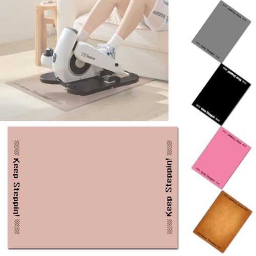 Elliptical Mat for Under Desk Elliptical Machine - Non-Slip Floor Mat for Ellipse Leg Exerciser, Legxercise Pro & Pedal Exerciser - Workout Mat for Home & Office Stability & Floor Protection Pink - color: Keep Steppin-pink