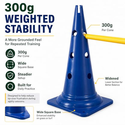 Dog Agility Equipment, 20-Inch Hurdle Set, 10.6 oz Weighted Cones - size: 20-Inch-Blue