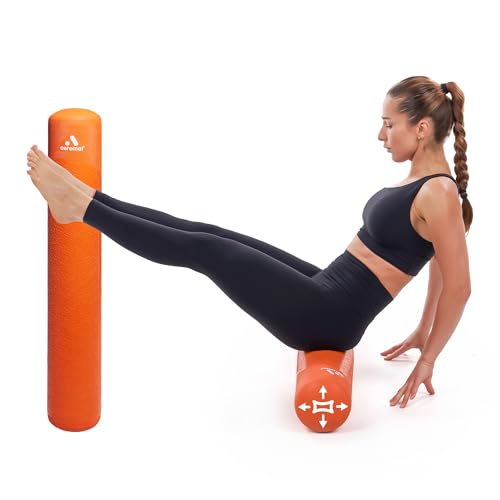Aeromat Adjustable Air Roller 2 to 12 PSI Firmness with Pump – Orange - color: Vibrant Orange, size: Air Roller + Pump