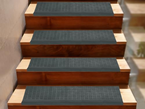Stair Treads — 4 Pack 10x30 inch Summit Grip Rubber Stair Mats - color: Black Summit Grip, size: 4 Pack