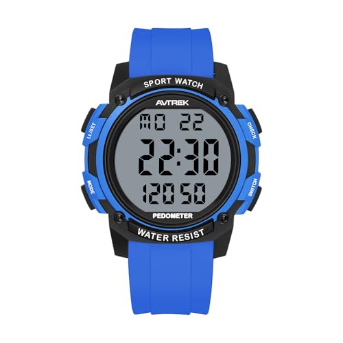 AVTREK Pedometer Watch for Walking Steps and Miles No Bluetooth/APP Needed - color: Blue