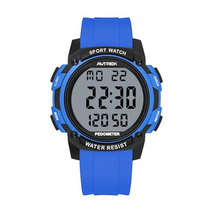 AVTREK Pedometer Watch for Walking Steps and Miles No Bluetooth/APP Needed - color: Blue