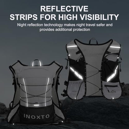 IX INOXTO Running Vest Hydration Backpack, Lightweight Running Backpack Hydration Pack with 1.6L Water Bladder Daypack for Trail Running Hiking Cycling Race Marathon for Women Men - color: White
