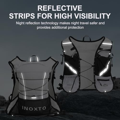 IX INOXTO Running Vest Hydration Backpack, Lightweight Running Backpack Hydration Pack with 1.6L Water Bladder Daypack for Trail Running Hiking Cycling Race Marathon for Women Men - color: White