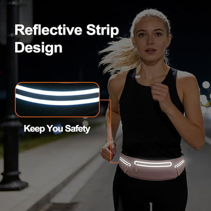 Slim Running Belt for Women Men,Phone Holder Waist Pack,Runners Fanny Pack - color: Drak Pink