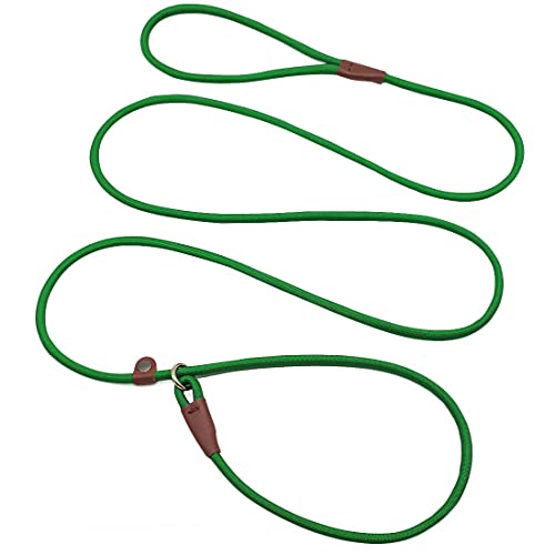MayPaw Slip Lead Control Leash for Dogs No Pull, 13+ Colors Classic Dog Lead 7FT Pet Slip Leash, 1/4” Rope Leashes for Small Medium Animals (7ft*1/4", Dark Green) - color: dark green