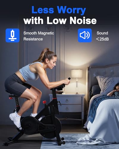 Superun Exercise Bike, Stationary Bikes for Home Gym with 32-Level Magnetic Resistance, 300LBS Capacity Indoor Cycling Bike with Comfortable Seat, LED Display - color: Pro-Black