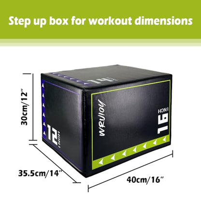 Versatile Non Slip Jump Box Exercise 3-in-1 Foam Plyometric Jump Box for Home Gym Training Fitness - color: Black