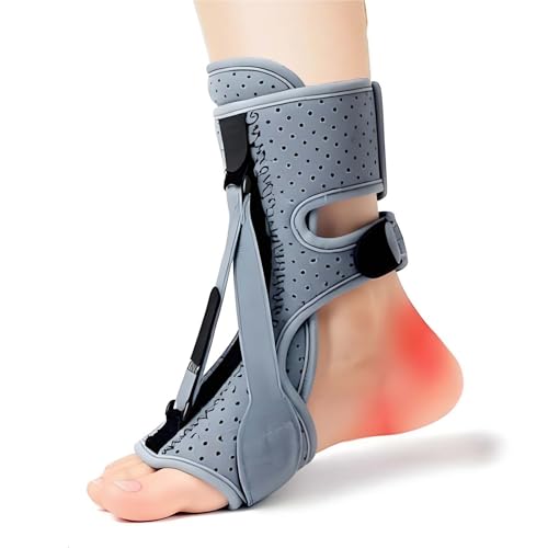 Advanced Night Splint for Plantar Fasciitis Relief, Adjustable Achilles Tendonitis Brace, Foot Drop Support for Sleeping, Orthopedic Stretching Boot for Heel Pain, Fits Men Women (Gray) - color: Grey