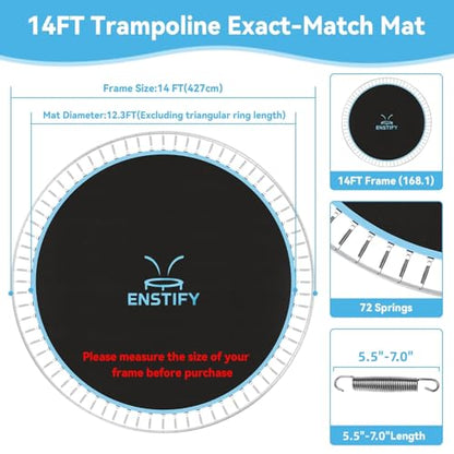 14ft Trampoline Mat Replacement, 72/88 V‑Hooks