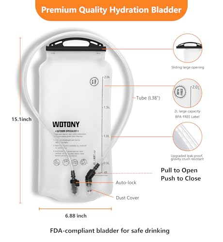 Wotony Lightweight Hydration Backpack with 2LOR 3LWater Bladder for Cycling Hiking Rave - Water Daypack for Men Women - color: Purple
