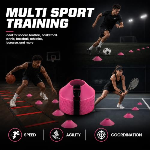 American Challenge Mini Disc Cones, Soccer Cones for Sports, Set of 25 - color: Pink (25 mini cones)