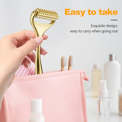 Running man Acupuncture Roller-Skin Care Face Massager, Face Acupressure Roller-Deep Tissue Massage Tool for Face, Massage Roller-Muscle Pain Relief and Musle Relaxation,Mothers Day Gifts for Mom - color: Gold