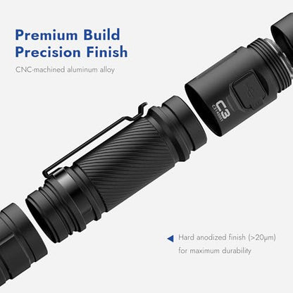 WUBEN C3 Flashlight 1200 High Lumens 6 Modes Rechargeable Flashlights - color: C3