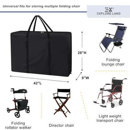 Explore Land Chair Storage Bag for Folding Longue Zero Gravity, Black - color: 1 Pack: Black