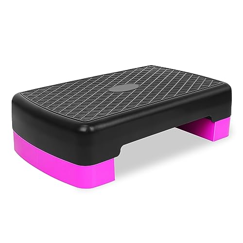 Height-Adjustable 4''-6'' Step Aerobics Platform Fitness Equipment Stepper Trainer Exercise Step Platform with 2 Riser
